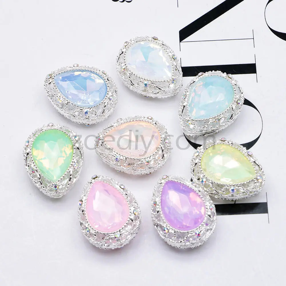 FS4853-5 Pieces Water Drop Shaped Double Sided Crystal Diamond Alloy Beads Fit For Beadable Pens Zoe's DIY Shop
