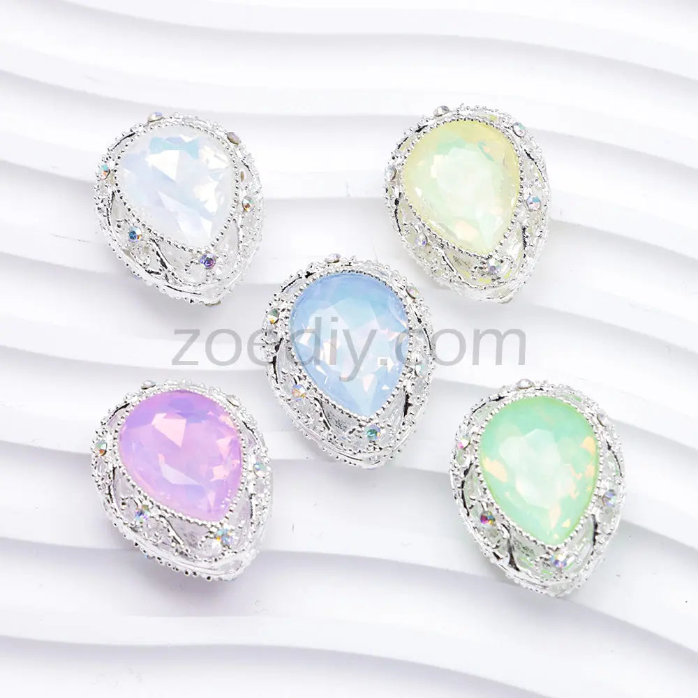 FS4853-5 Pieces Water Drop Shaped Double Sided Crystal Diamond Alloy Beads Fit For Beadable Pens Zoe's DIY Shop