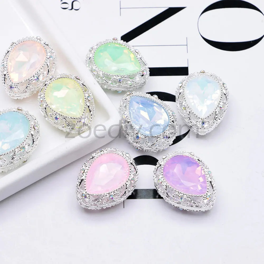 FS4853-5 Pieces Water Drop Shaped Double Sided Crystal Diamond Alloy Beads Fit For Beadable Pens Zoe's DIY Shop
