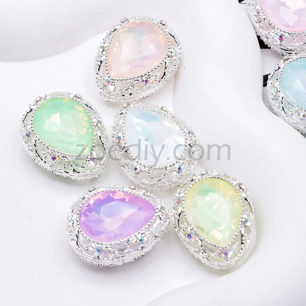FS4853-5 Pieces Water Drop Shaped Double Sided Crystal Diamond Alloy Beads Fit For Beadable Pens Zoe's DIY Shop