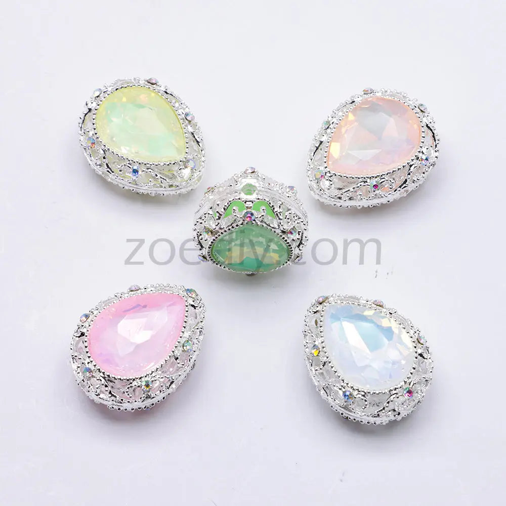 FS4853-5 Pieces Water Drop Shaped Double Sided Crystal Diamond Alloy Beads Fit For Beadable Pens Zoe's DIY Shop
