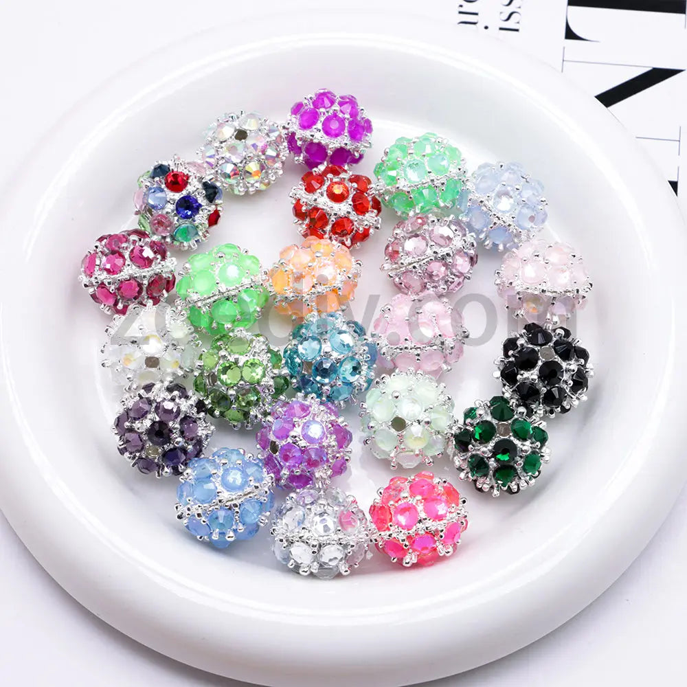 FS4854-5 Pieces Mocha Diamond Metal Round Beads Fit For Beadable Pens Zoe's DIY Shop