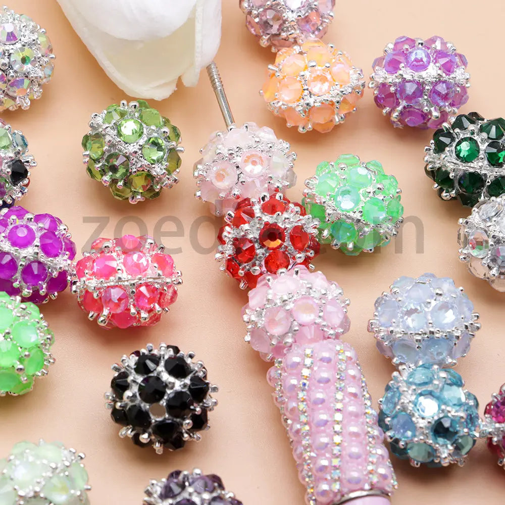 FS4854-5 Pieces Mocha Diamond Metal Round Beads Fit For Beadable Pens Zoe's DIY Shop