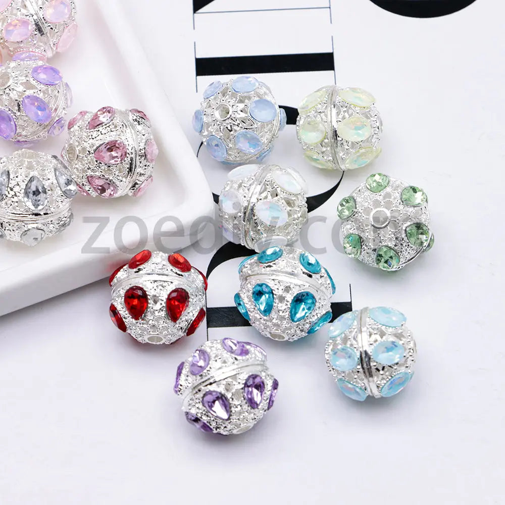 FS4856-5 Pieces Crystal Diamond Round Metal Beads Fit For Beadable Pens Zoe's DIY Shop
