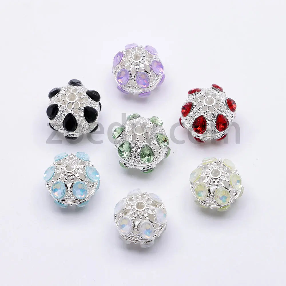FS4856-5 Pieces Crystal Diamond Round Metal Beads Fit For Beadable Pens Zoe's DIY Shop