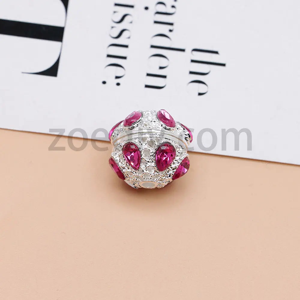 FS4856-5 Pieces Crystal Diamond Round Metal Beads Fit For Beadable Pens Zoe's DIY Shop