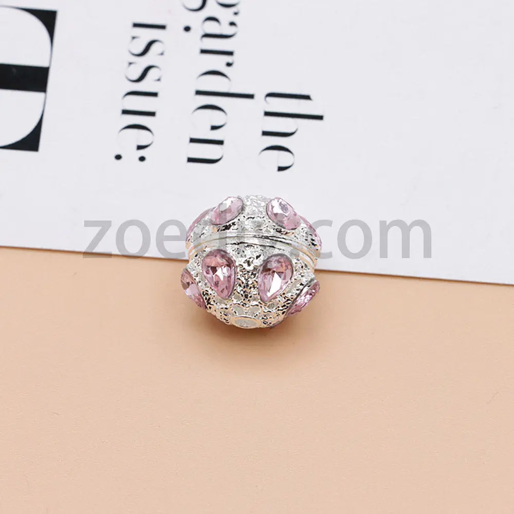 FS4856-5 Pieces Crystal Diamond Round Metal Beads Fit For Beadable Pens Zoe's DIY Shop
