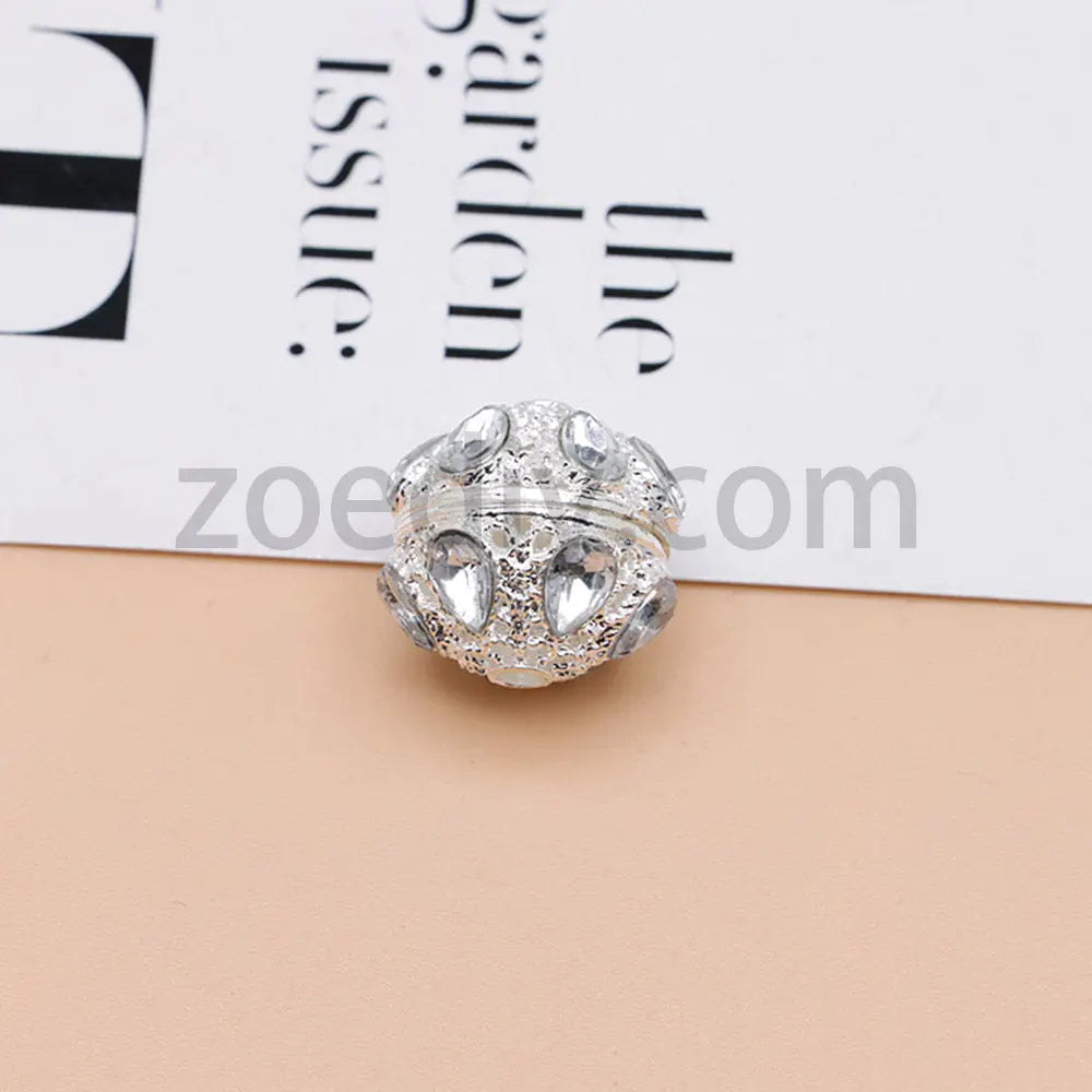 FS4856-5 Pieces Crystal Diamond Round Metal Beads Fit For Beadable Pens Zoe's DIY Shop