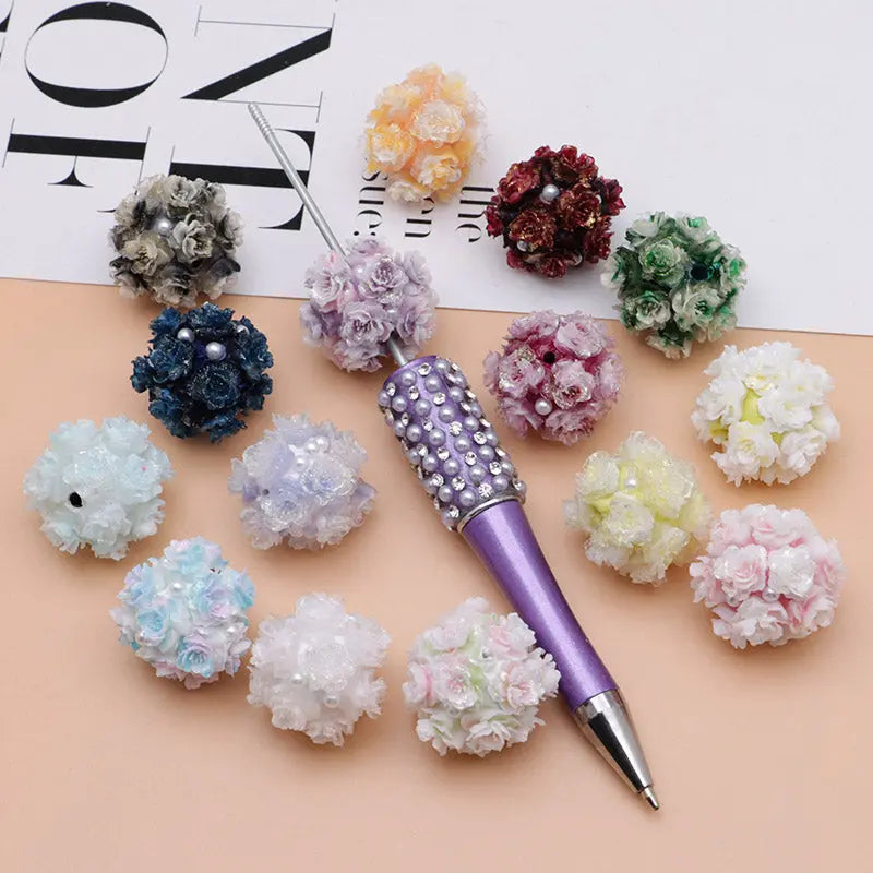 FS4860- 16mm Peach Soft Flower Ball Terracotta Beads Can Pass A Pen For DIY Projects Zoe's DIY Shop