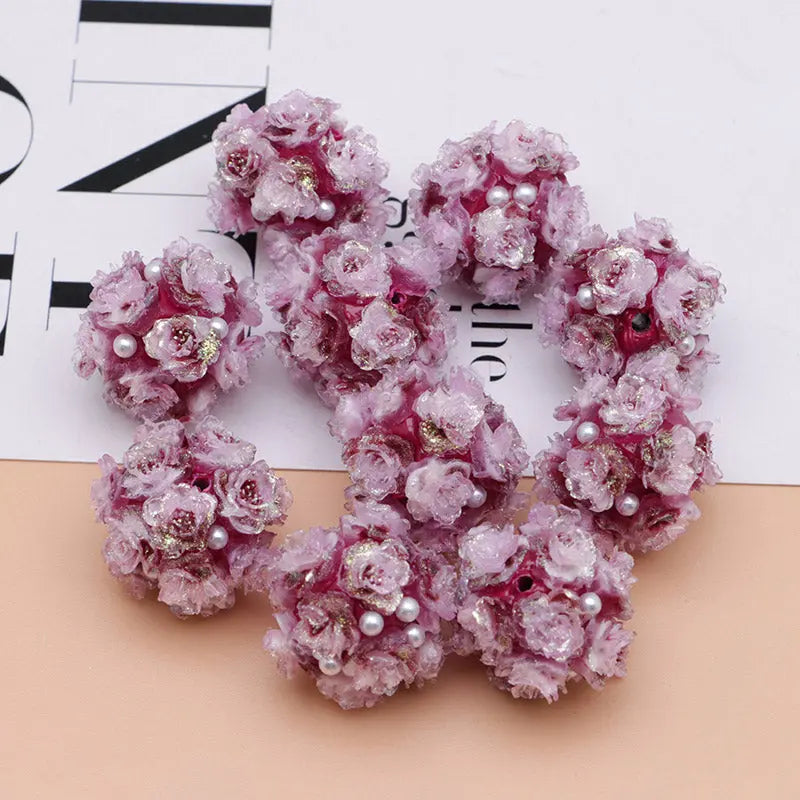 FS4860- 16mm Peach Soft Flower Ball Terracotta Beads Can Pass A Pen For DIY Projects Zoe's DIY Shop