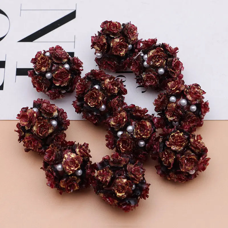 FS4860- 16mm Peach Soft Flower Ball Terracotta Beads Can Pass A Pen For DIY Projects Zoe's DIY Shop