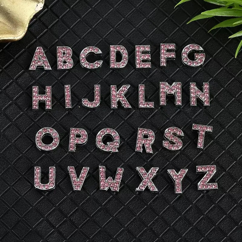 FS4939-26 Pieces (A-Z) Pink Alphabet Diamond Metal  Nail Charms For DIY Project Zoe's DIY Shop