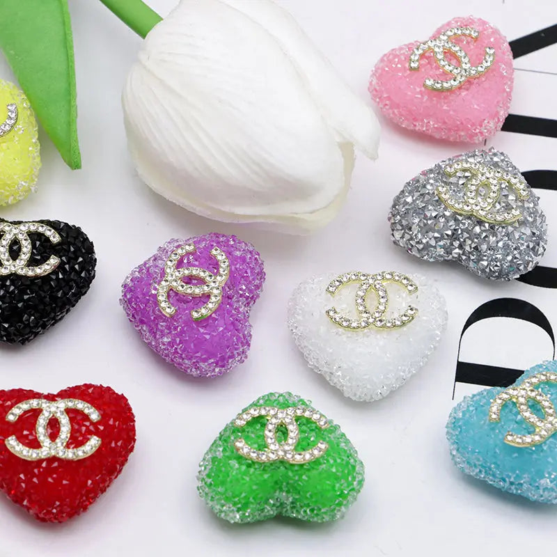 FS4942- 2.5×2.3 Cm Cc Heart-Shaped Granulated Suga for Crafts DIY Bracelets Keychains Pens Jewelry Making Supplies Zoe's DIY Shop