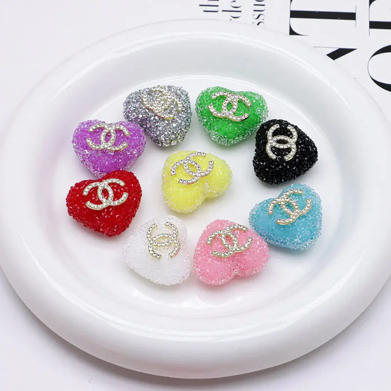 FS4942- 2.5×2.3 Cm Cc Heart-Shaped Granulated Suga for Crafts DIY Bracelets Keychains Pens Jewelry Making Supplies Zoe's DIY Shop