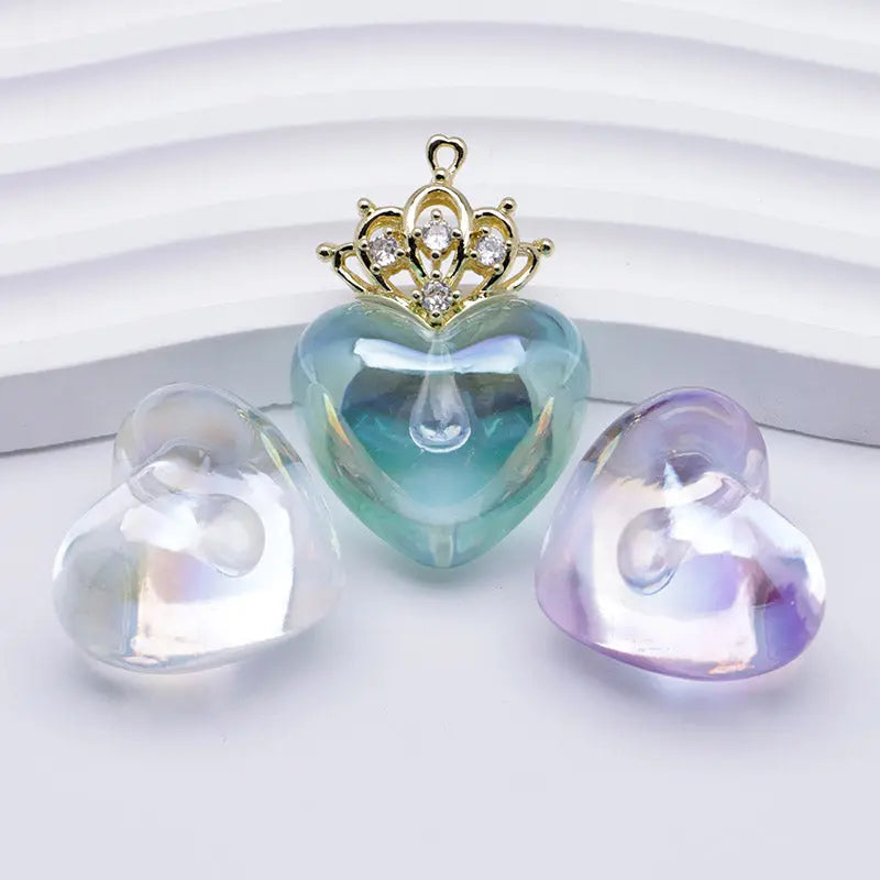 FS5131- Uv Clear Color Heart Pendant Beads Translucent Uv Half-Hole Heart Beads Beads Charms Zoe's DIY Shop