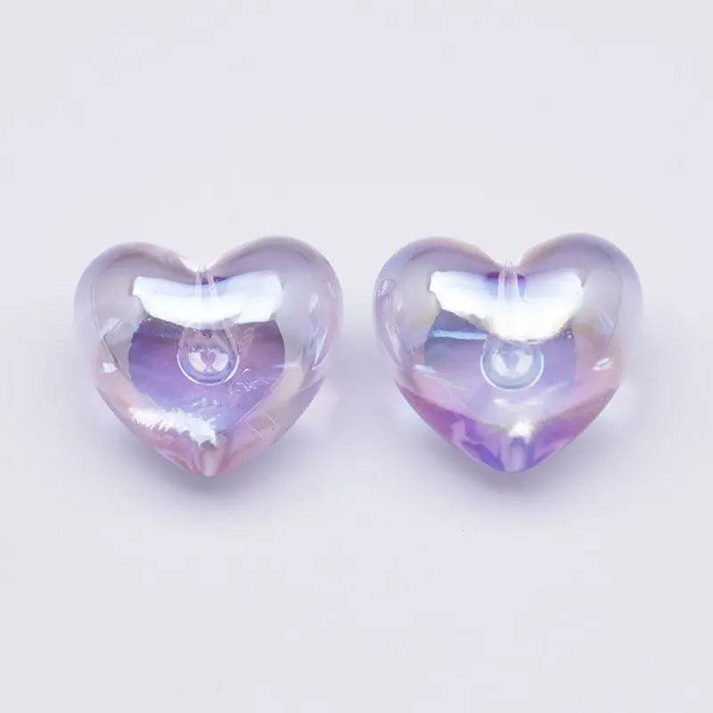 FS5131- Uv Clear Color Heart Pendant Beads Translucent Uv Half-Hole Heart Beads Beads Charms Zoe's DIY Shop