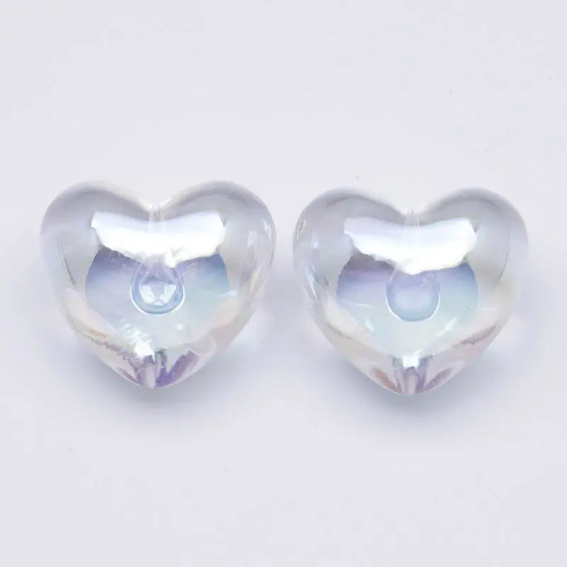 FS5131- Uv Clear Color Heart Pendant Beads Translucent Uv Half-Hole Heart Beads Beads Charms Zoe's DIY Shop