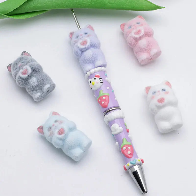 FS5209- Cat Holding A Loving Heart Flocked Three-Dimensional Beads Zoe's DIY Shop