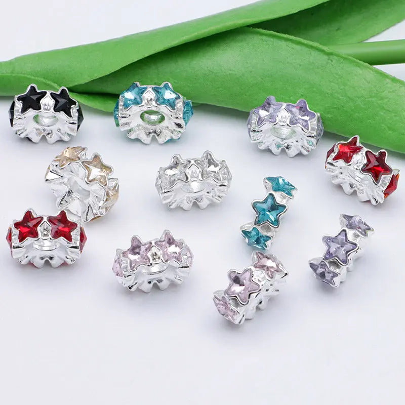 FS5235- 16mm Metal Spacers With 6 Star Diamonds Zoe's DIY Shop