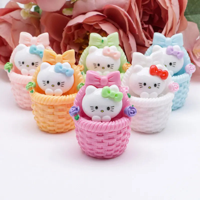 FS5292- Three-Dimensional Resin Flower Basket Of Hello Kitty Zoe's DIY Shop