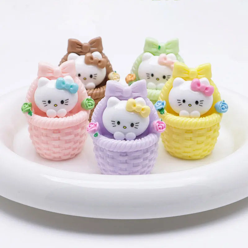 FS5292- Three-Dimensional Resin Flower Basket Of Hello Kitty Zoe's DIY Shop