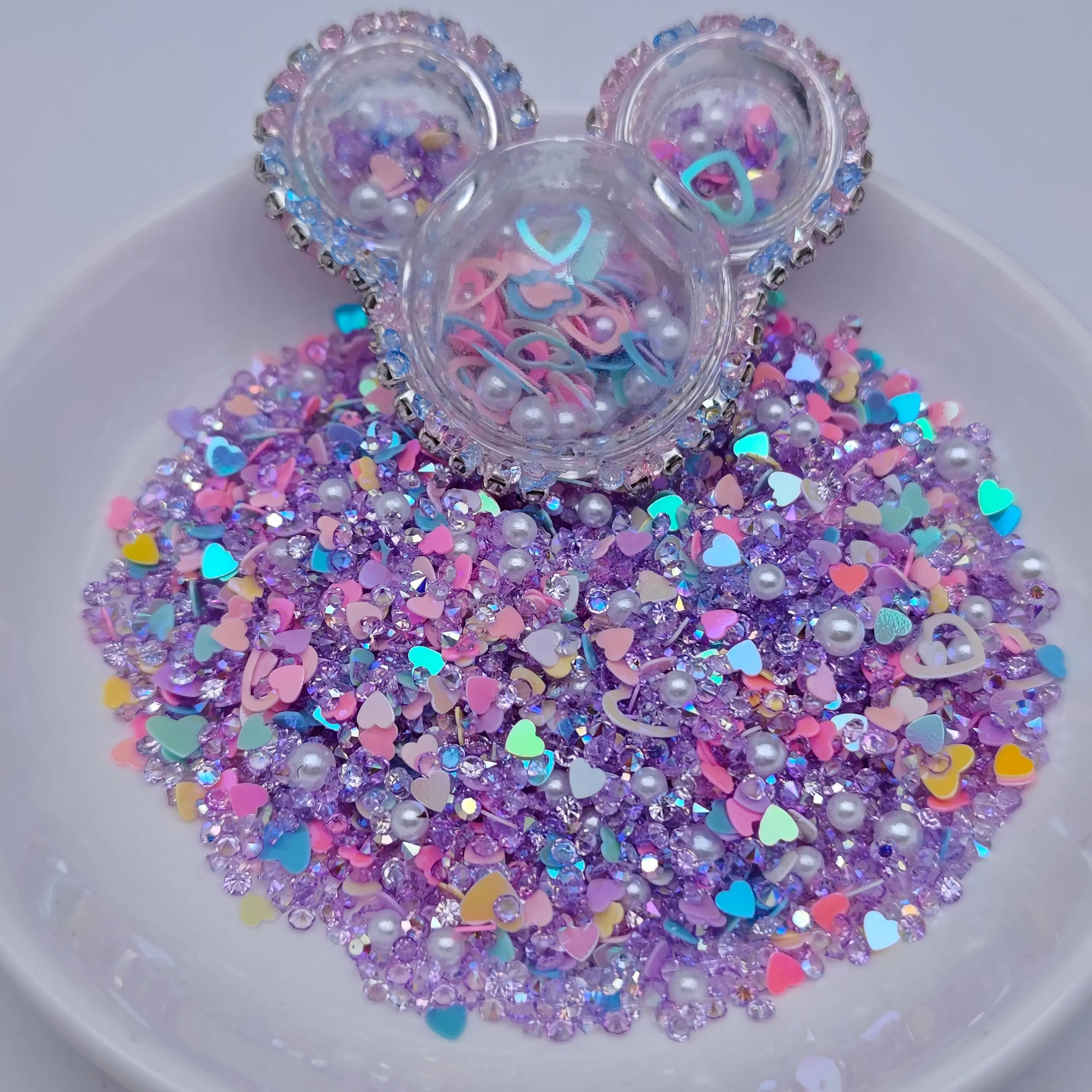 FS5332- 2mm - 4mm Mixed Refills Love - shaped Glitter + Diamonds + Pearls Filler Zoe's DIY Shop
