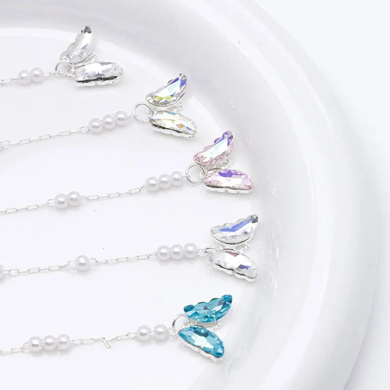 FS5362- 14*48Mm Alloy Crystal Butterfly Pearl Pendant Nail Art Stickers For DIY Projects Zoe's DIY Shop