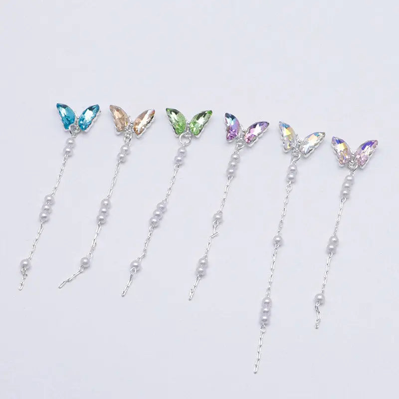 FS5362- 14*48Mm Alloy Crystal Butterfly Pearl Pendant Nail Art Stickers For DIY Projects Zoe's DIY Shop