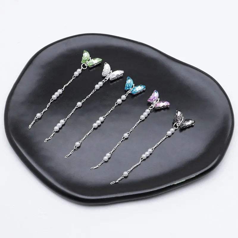 FS5362- 14*48Mm Alloy Crystal Butterfly Pearl Pendant Nail Art Stickers For DIY Projects Zoe's DIY Shop