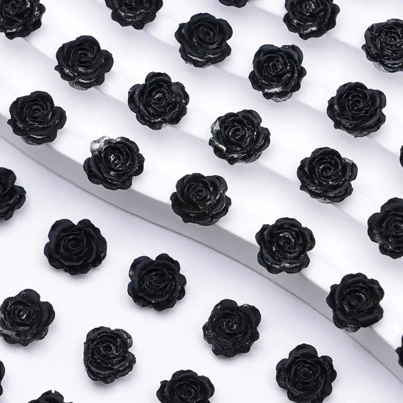 FS5373- 10mm Black Soft Flower Charms Pure Black Soft Flower Patches For DIY Projects Zoe's DIY Shop