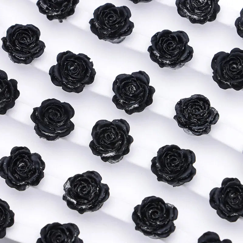 FS5373- 10mm Black Soft Flower Charms Pure Black Soft Flower Patches For DIY Projects Zoe's DIY Shop