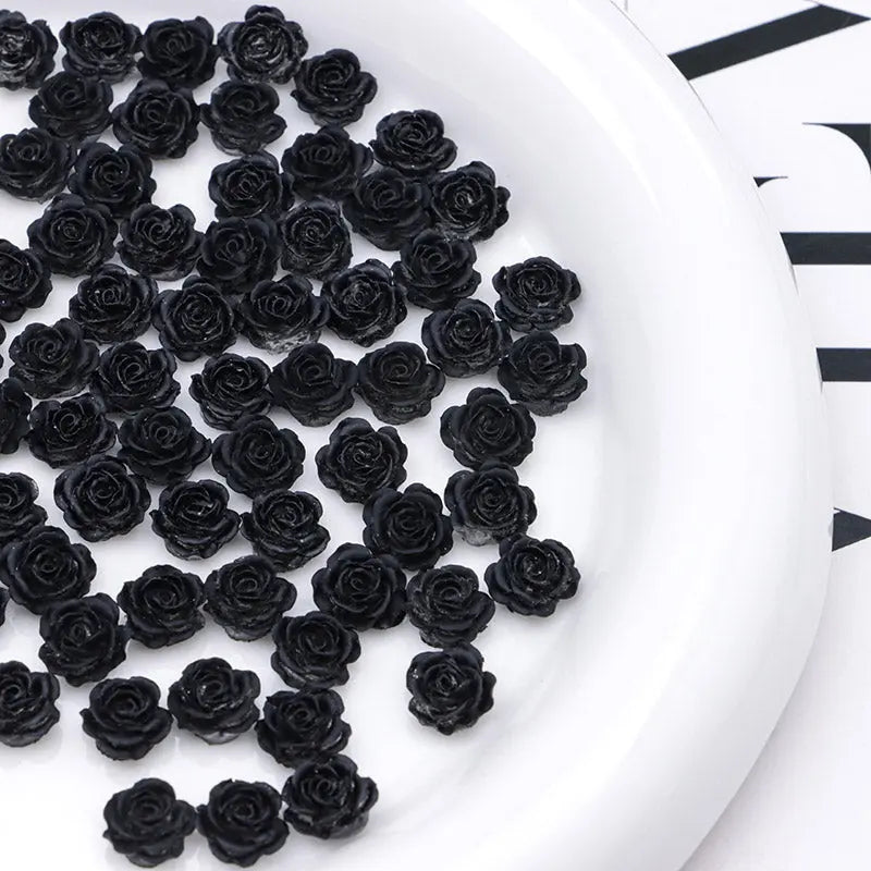 FS5373- 10mm Black Soft Flower Charms Pure Black Soft Flower Patches For DIY Projects Zoe's DIY Shop