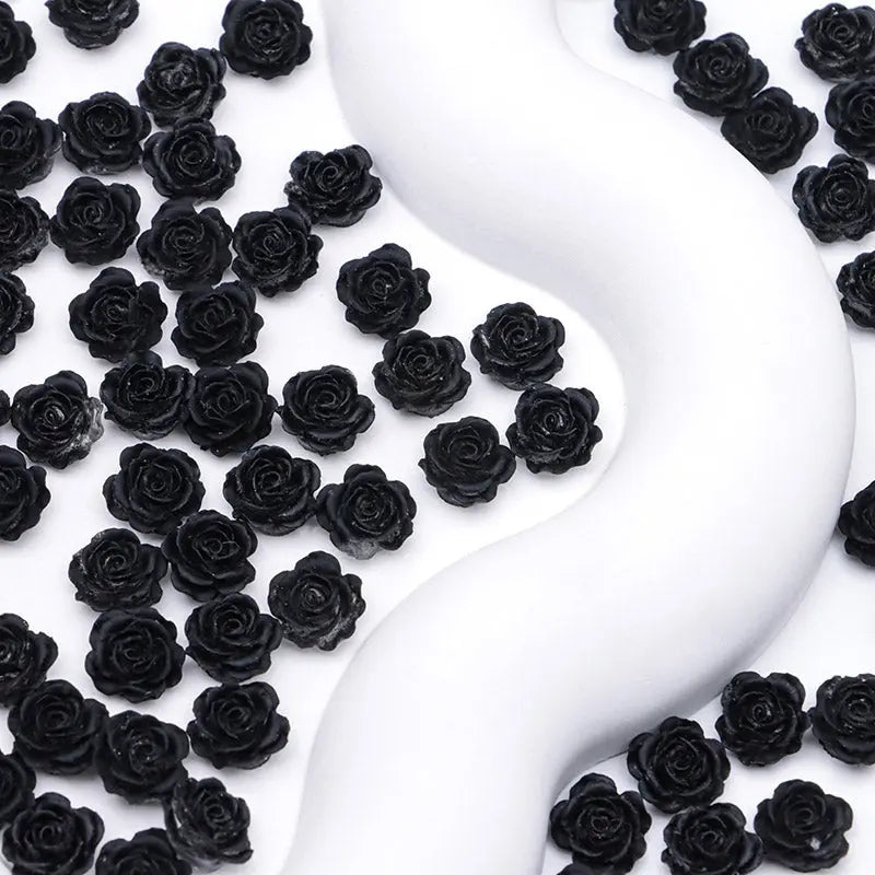FS5373- 10mm Black Soft Flower Charms Pure Black Soft Flower Patches For DIY Projects Zoe's DIY Shop