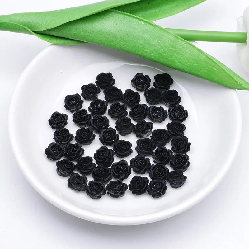 FS5373- 10mm Black Soft Flower Charms Pure Black Soft Flower Patches For DIY Projects Zoe's DIY Shop