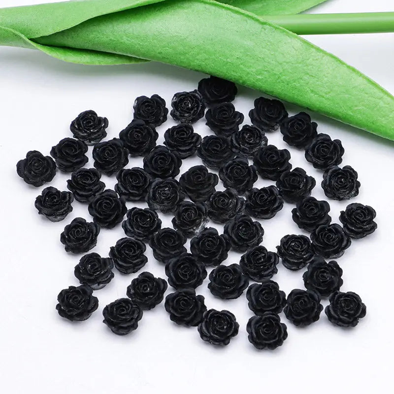 FS5373- 10mm Black Soft Flower Charms Pure Black Soft Flower Patches For DIY Projects Zoe's DIY Shop