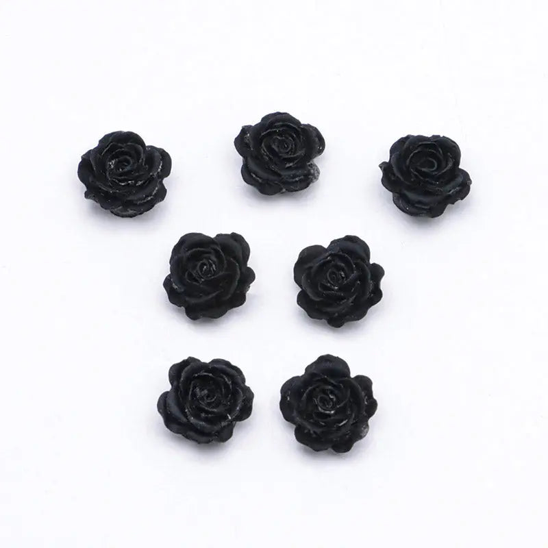 FS5373- 10mm Black Soft Flower Charms Pure Black Soft Flower Patches For DIY Projects Zoe's DIY Shop