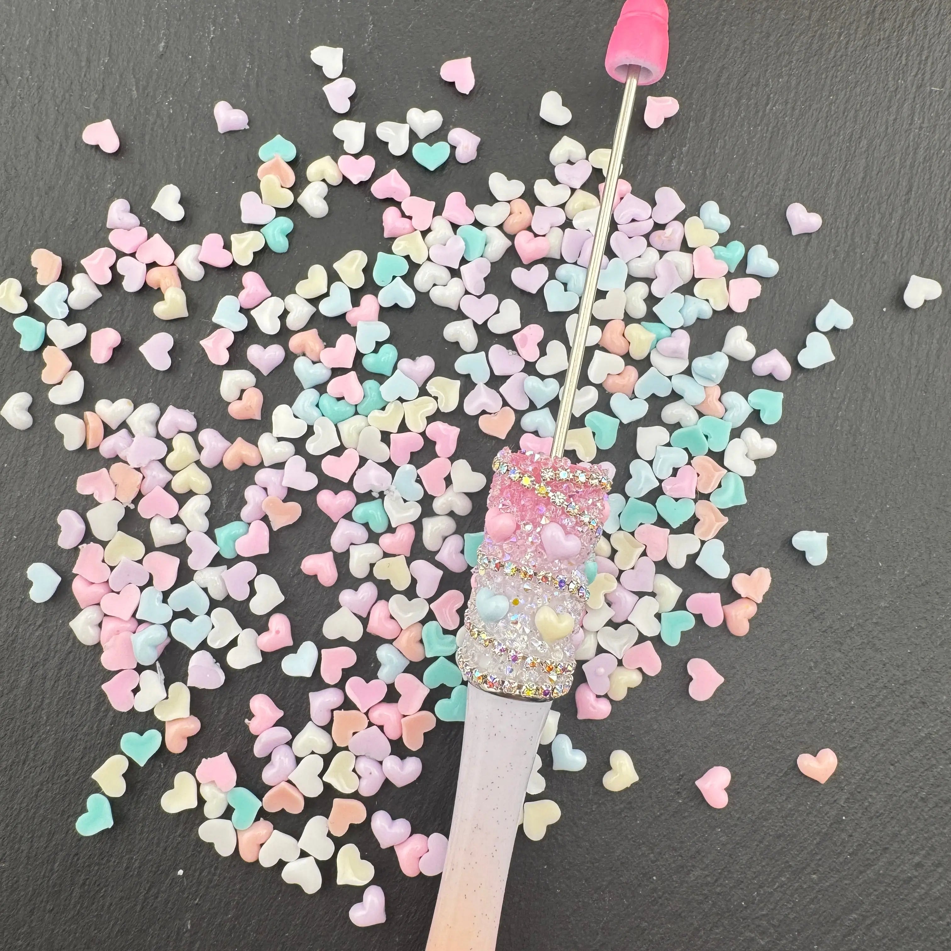 FS5380-About 5mm*5mm Random Mixed Color Resin Heart Nail Charms For Making Fancy Beads Or Fancy Beadable Pens For DIY Project Zoe's DIY Shop