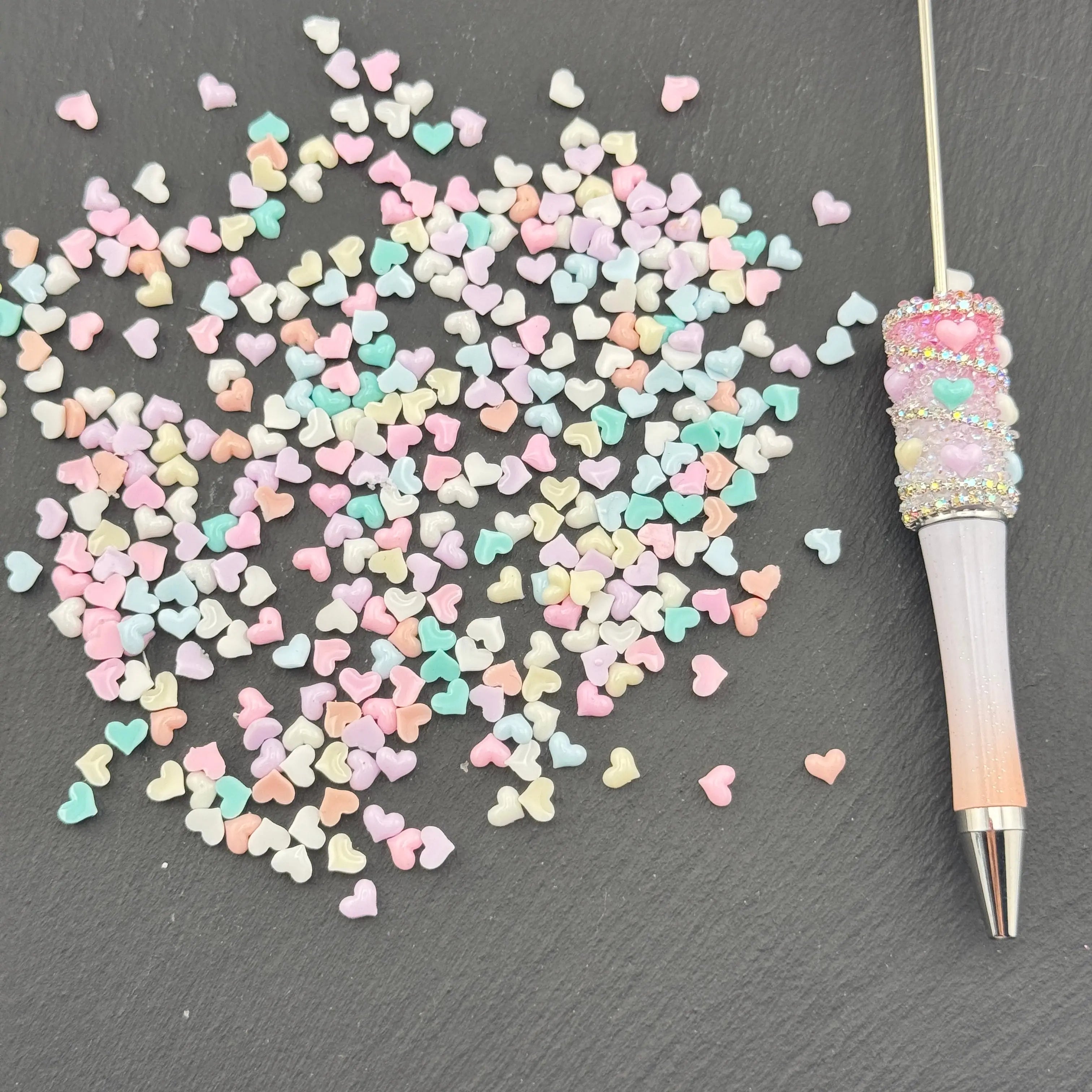 FS5380-About 5mm*5mm Random Mixed Color Resin Heart Nail Charms For Making Fancy Beads Or Fancy Beadable Pens For DIY Project Zoe's DIY Shop
