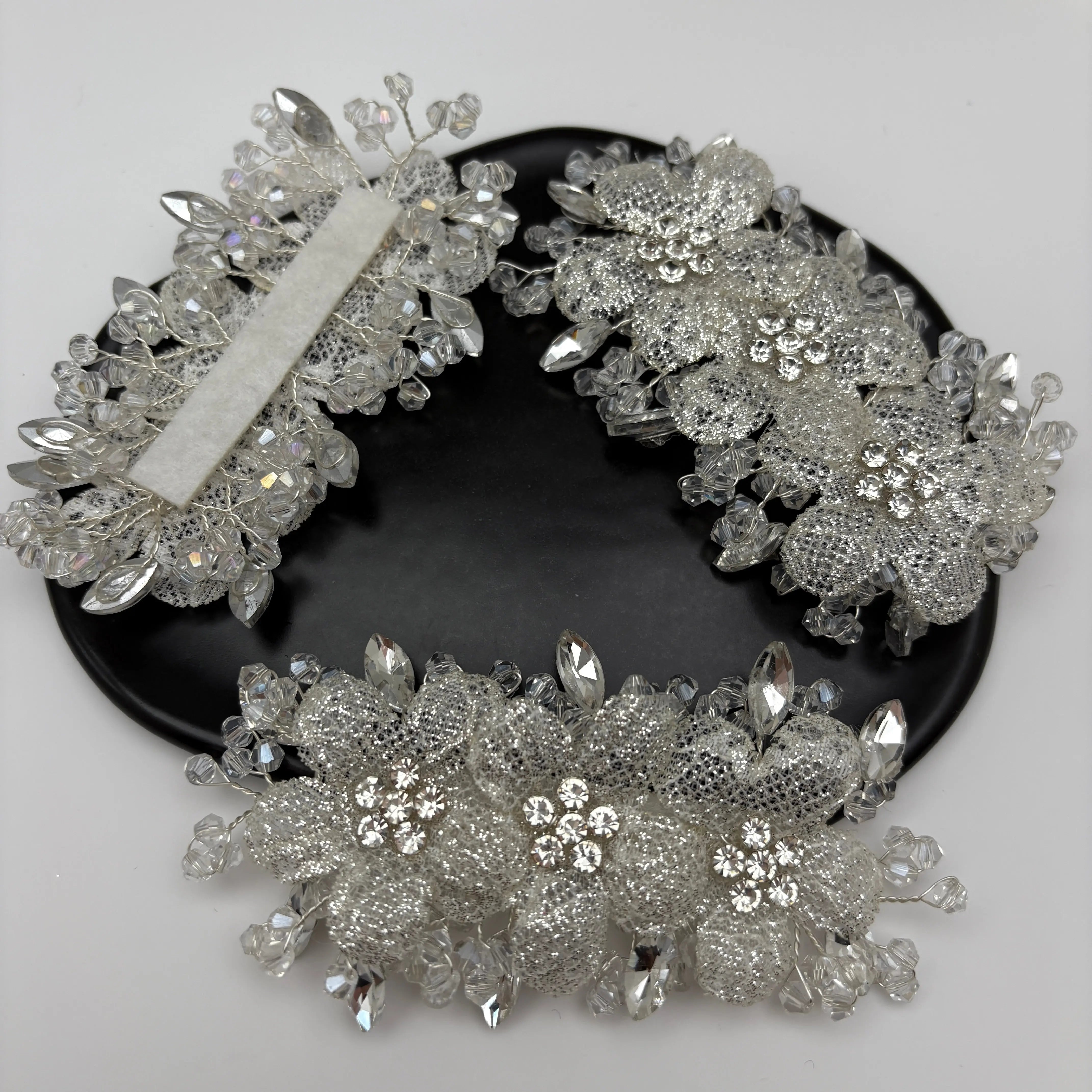 FS5410- About 50*100mm Handmade Three Diamond Flowers With Crystals Zoe's DIY Shop