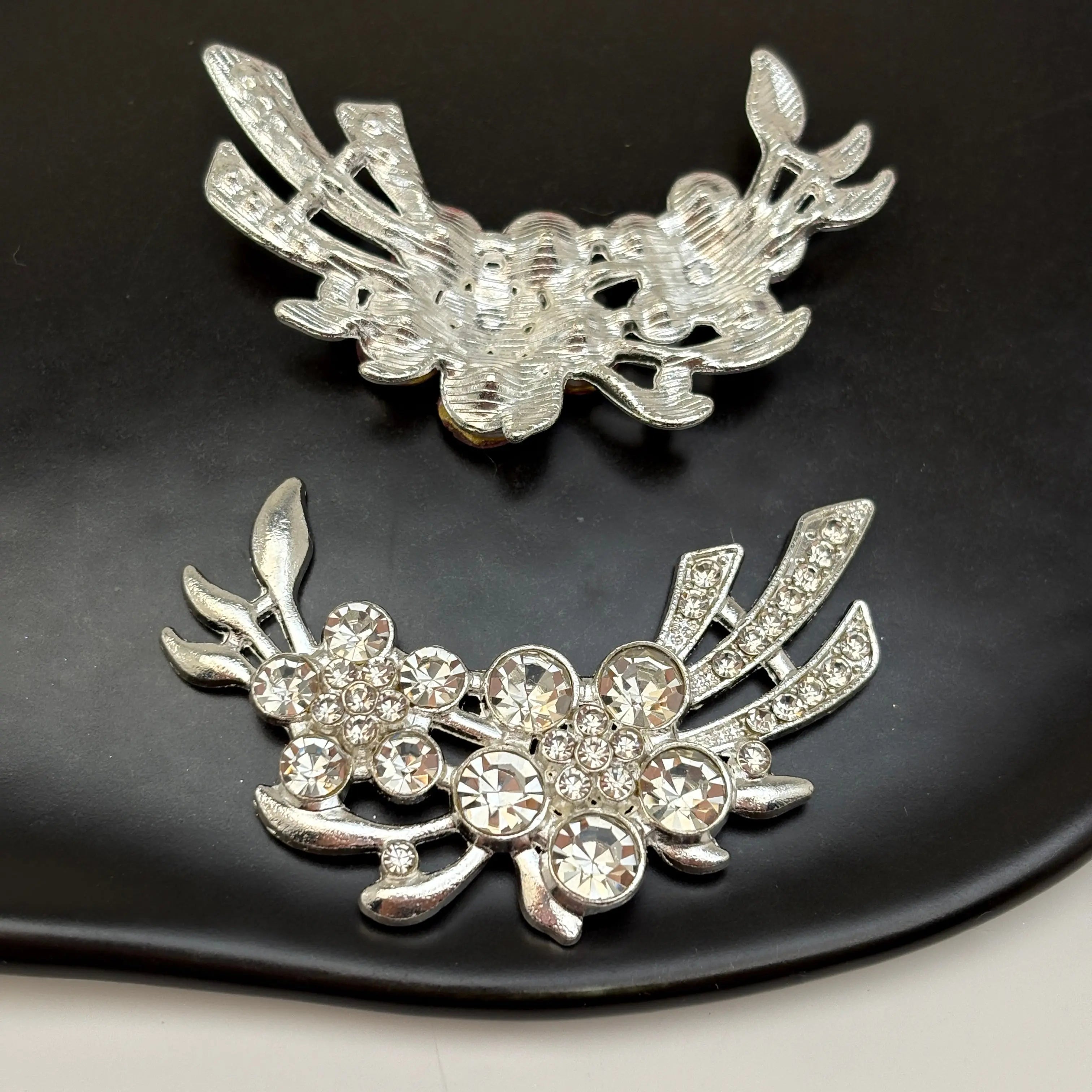 FS5428- 53*35Mm 2 Flower Metal Charms Double Flower Metal Patches Zoe's DIY Shop