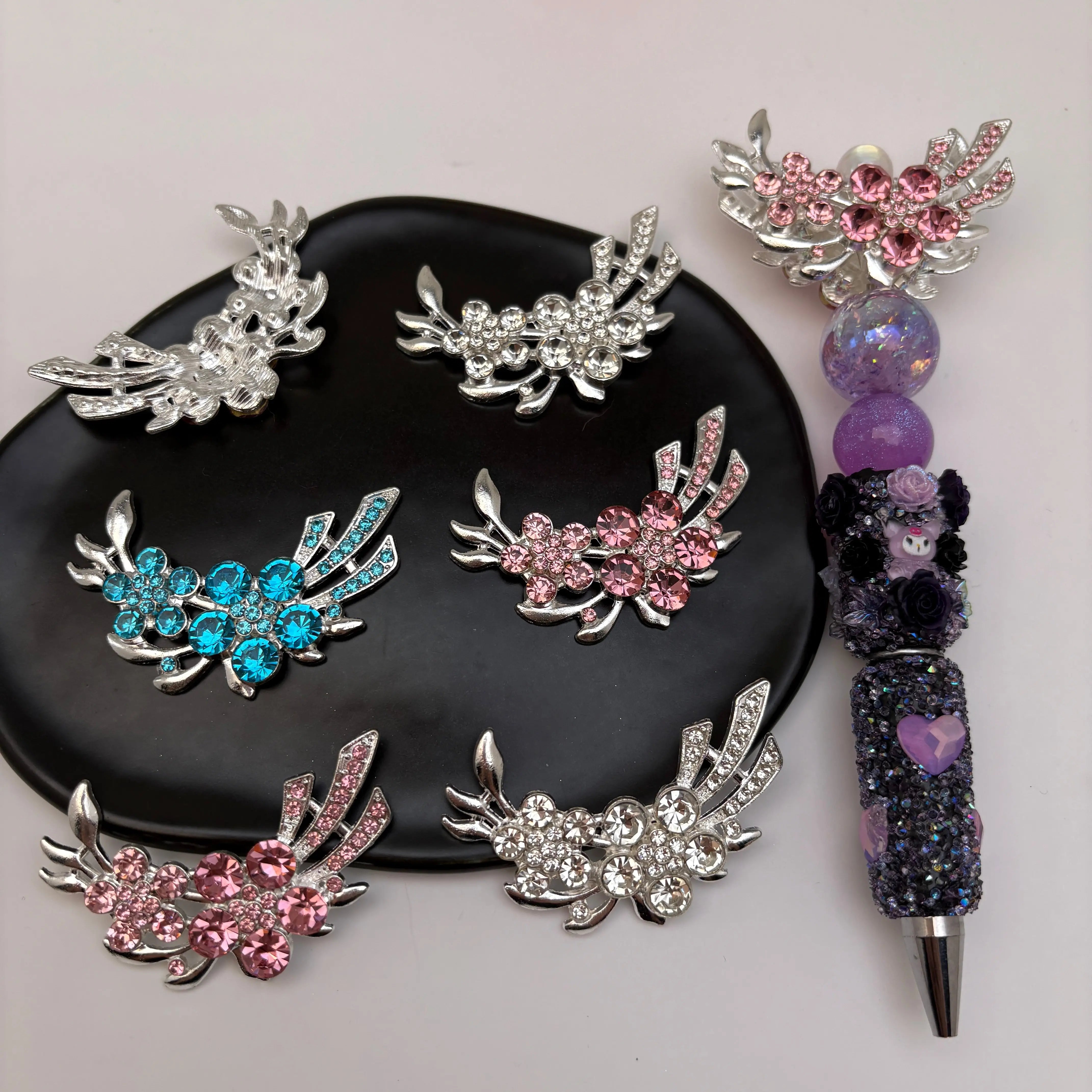 FS5428- 53*35Mm 2 Flower Metal Charms Double Flower Metal Patches Zoe's DIY Shop