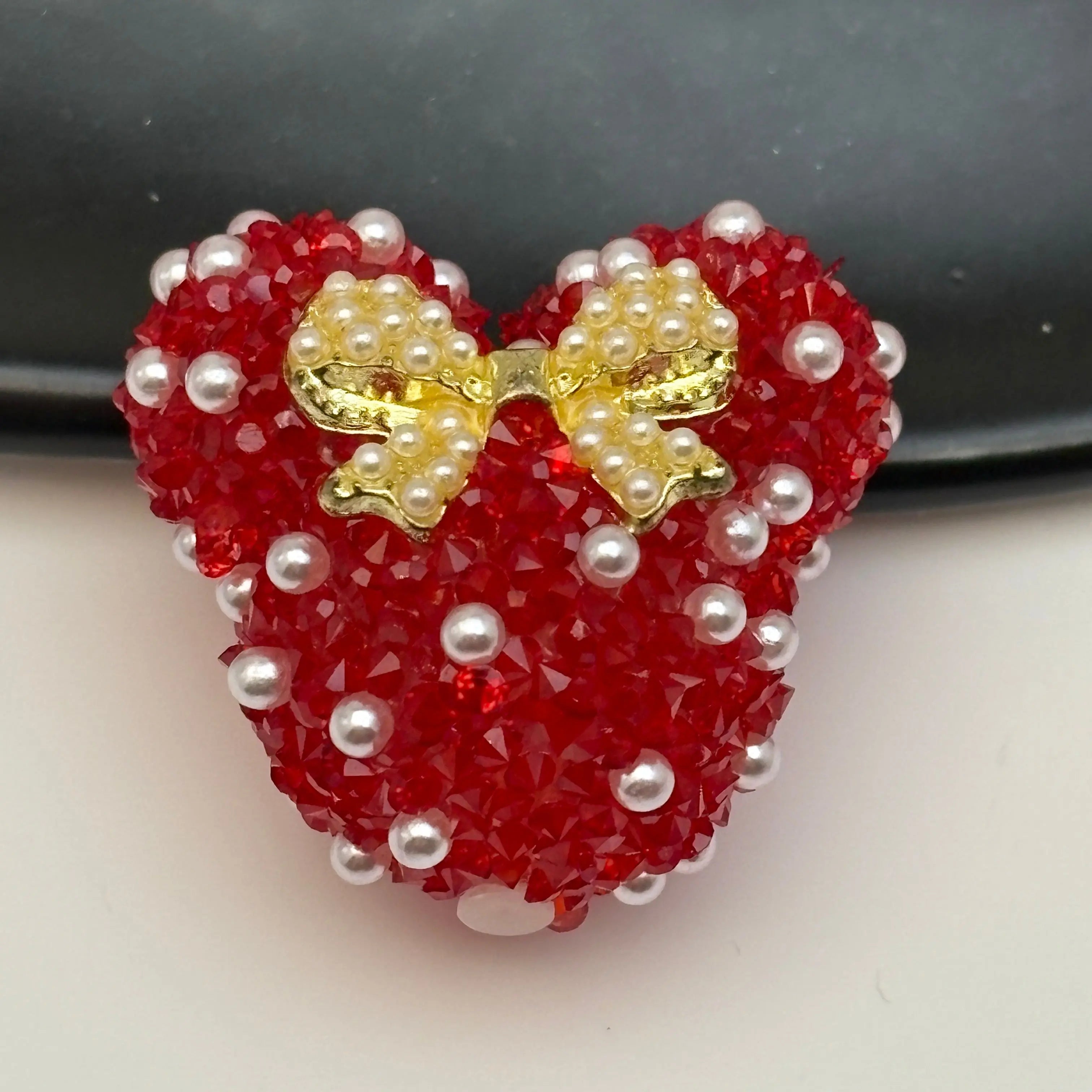 FS5433- 28Mm Pearl And Diamonds Bow Mickey Beads Pearl And Diamond-Added Bow-Knot Mickey Head Beads For DIY Project Zoe's DIY Shop