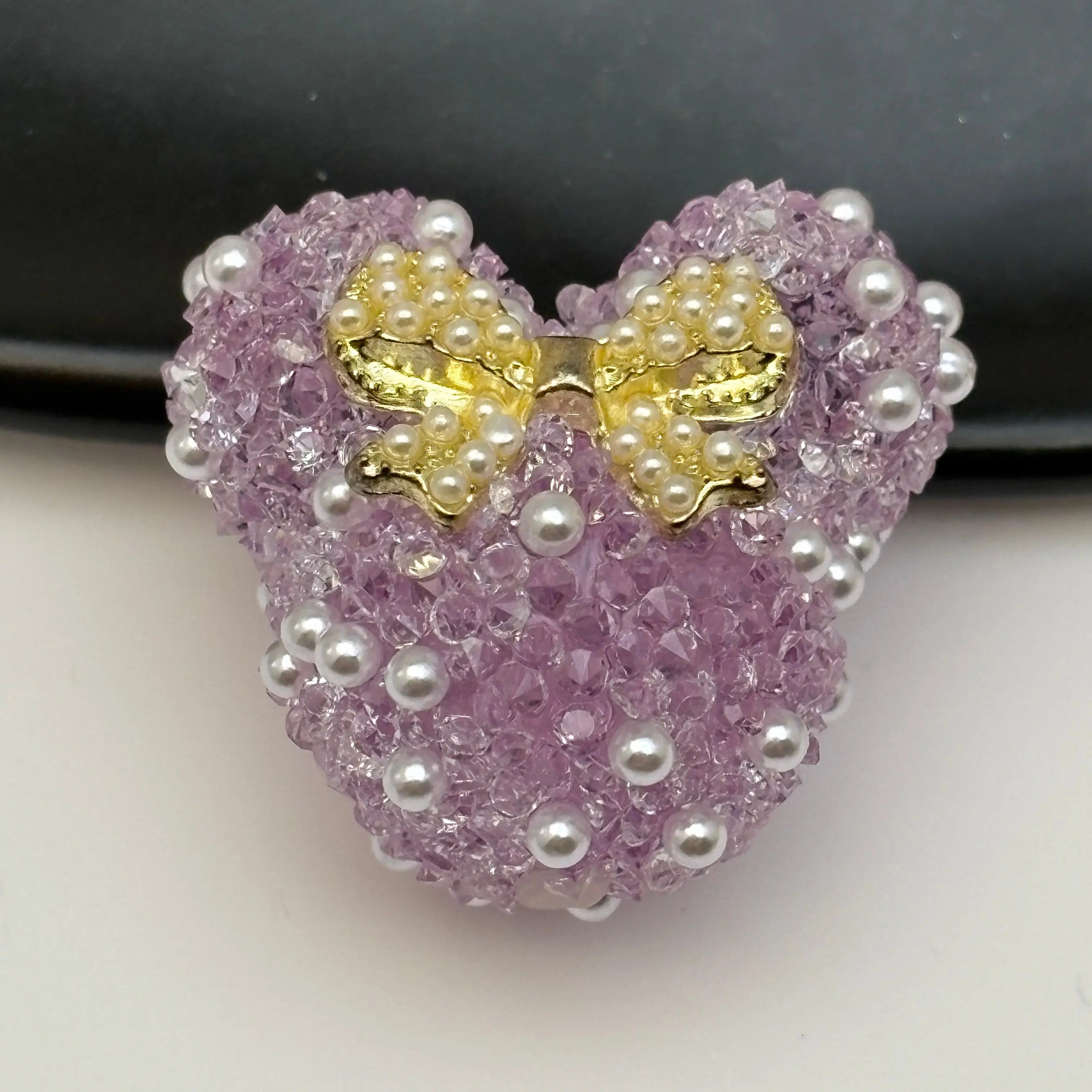 FS5433- 28Mm Pearl And Diamonds Bow Mickey Beads Pearl And Diamond-Added Bow-Knot Mickey Head Beads For DIY Project Zoe's DIY Shop