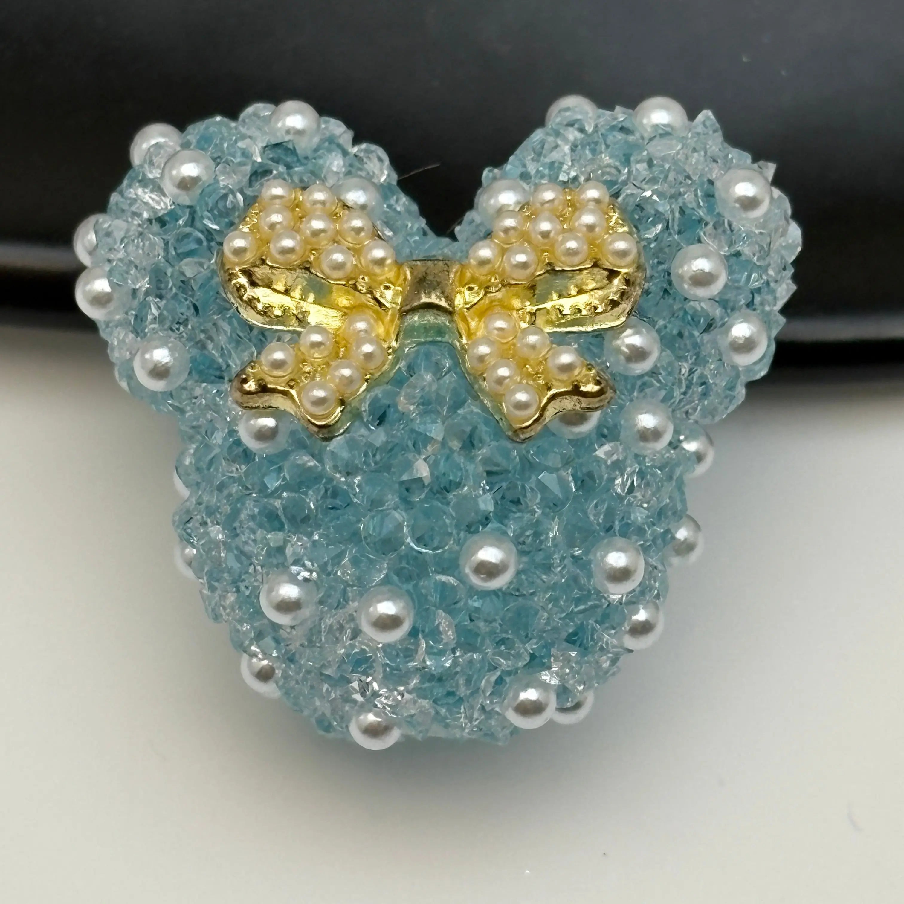 FS5433- 28Mm Pearl And Diamonds Bow Mickey Beads Pearl And Diamond-Added Bow-Knot Mickey Head Beads For DIY Project Zoe's DIY Shop