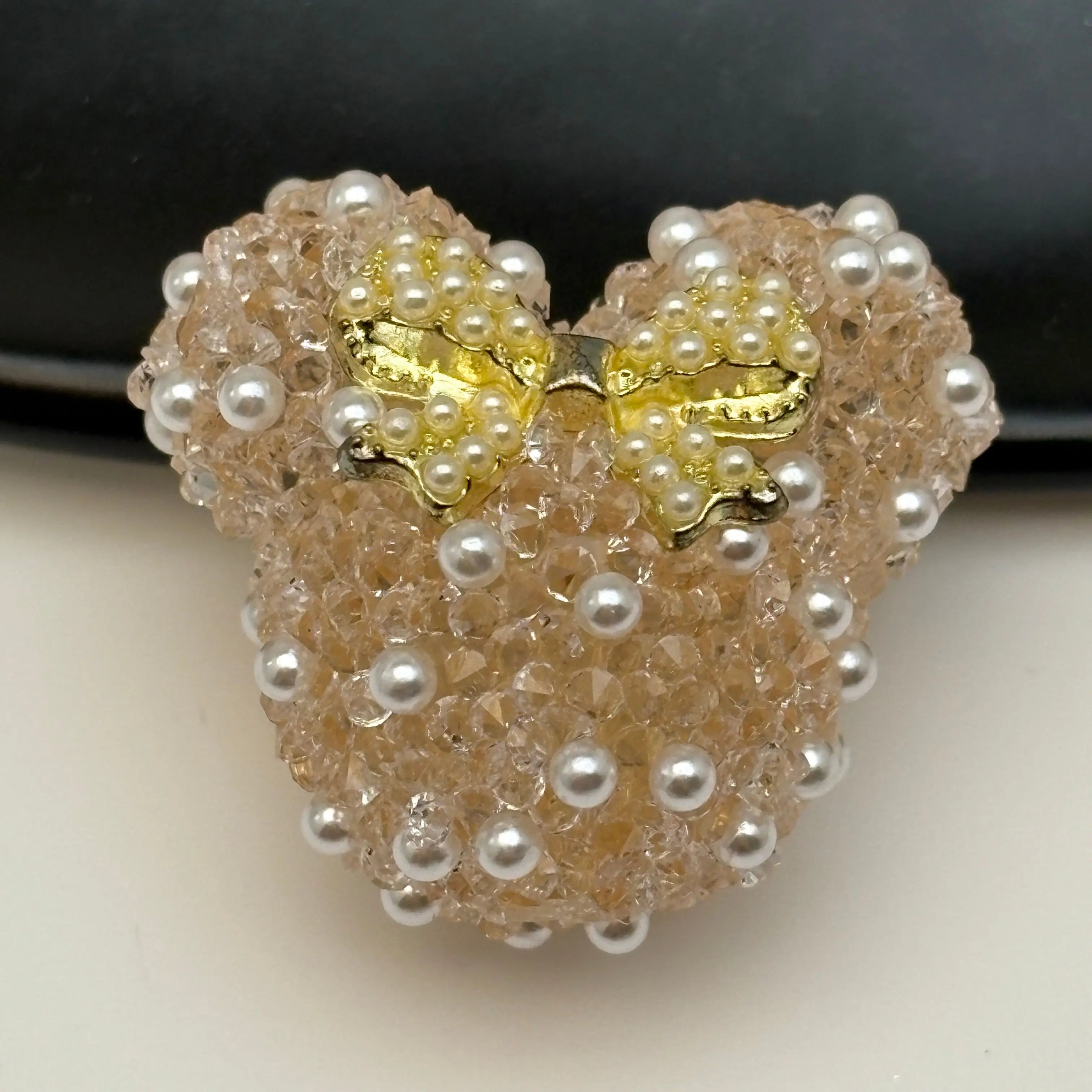 FS5433- 28Mm Pearl And Diamonds Bow Mickey Beads Pearl And Diamond-Added Bow-Knot Mickey Head Beads For DIY Project Zoe's DIY Shop