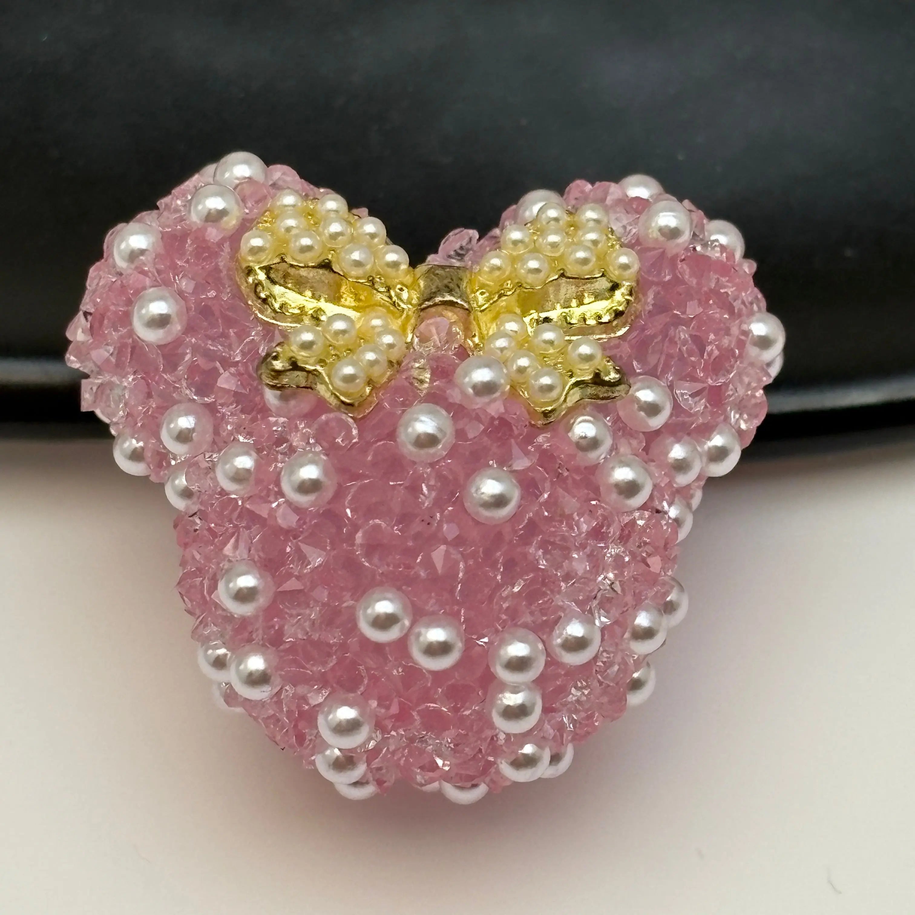 FS5433- 28Mm Pearl And Diamonds Bow Mickey Beads Pearl And Diamond-Added Bow-Knot Mickey Head Beads For DIY Project Zoe's DIY Shop