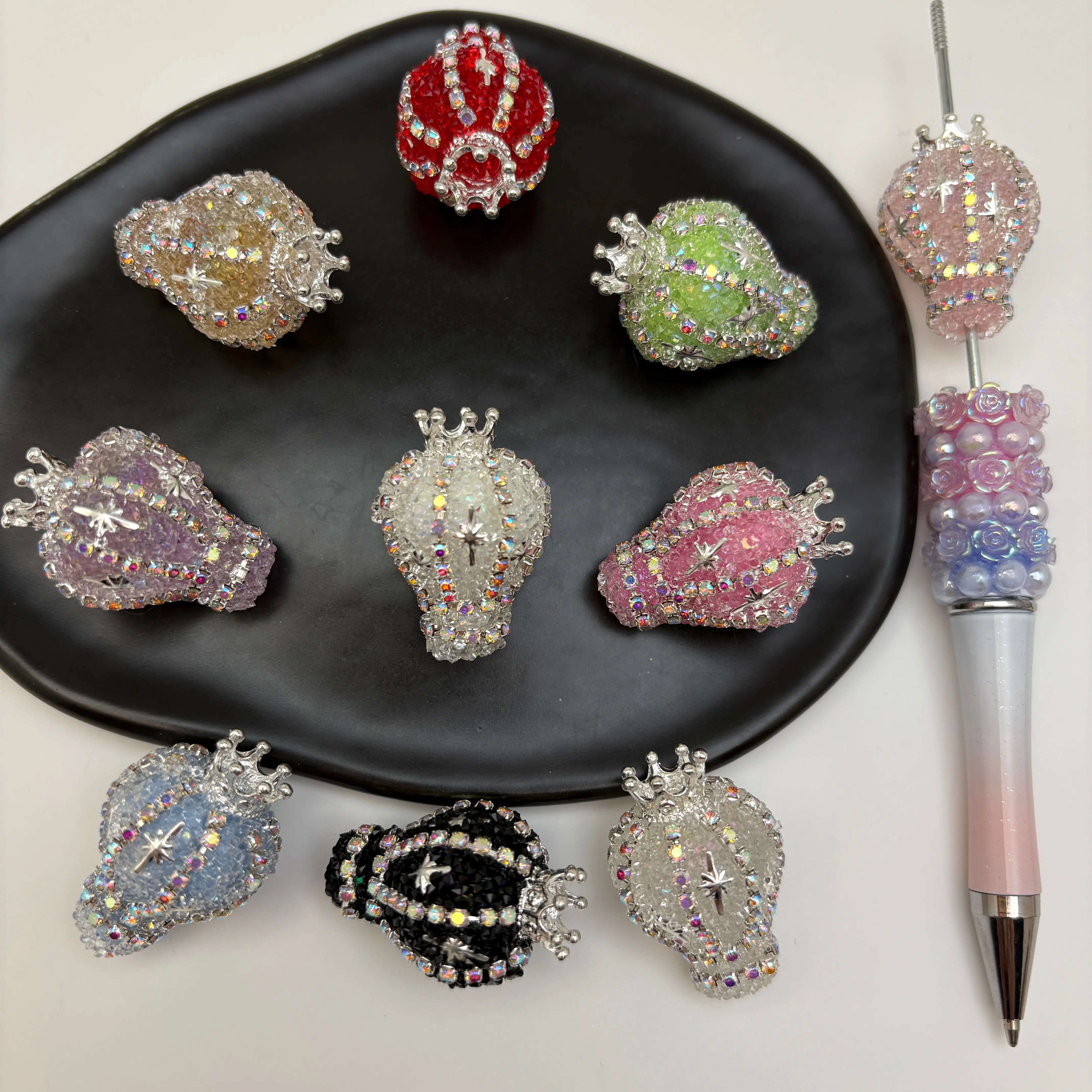 FS5434- 31mm Diamond-encrusted And Chain Crown Small Hot Air Balloon Beads Zoe's DIY Shop