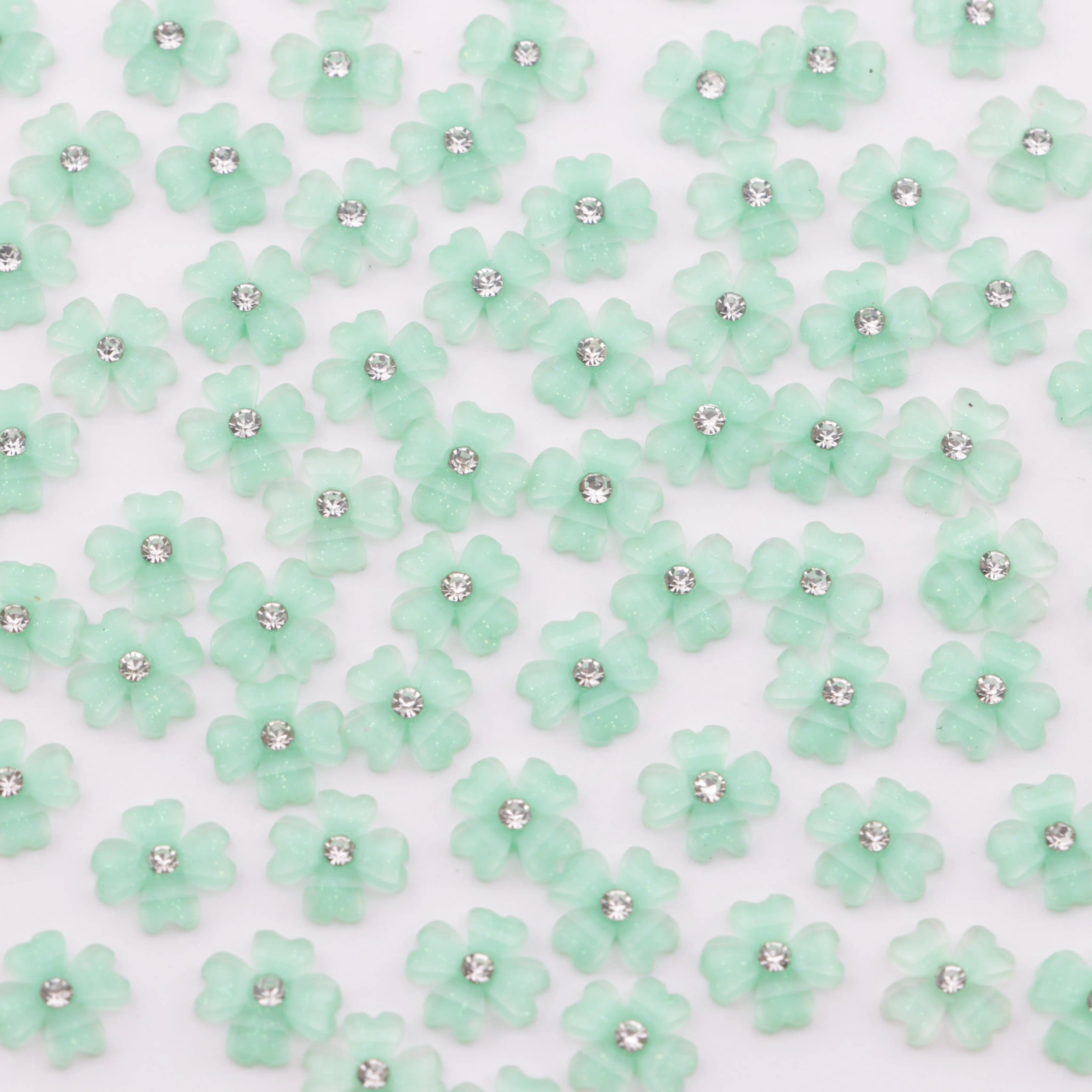 FS5711-8.3MM Four-Petals Heart Flower Charms With Diamonds Zoe DIY Wholesale