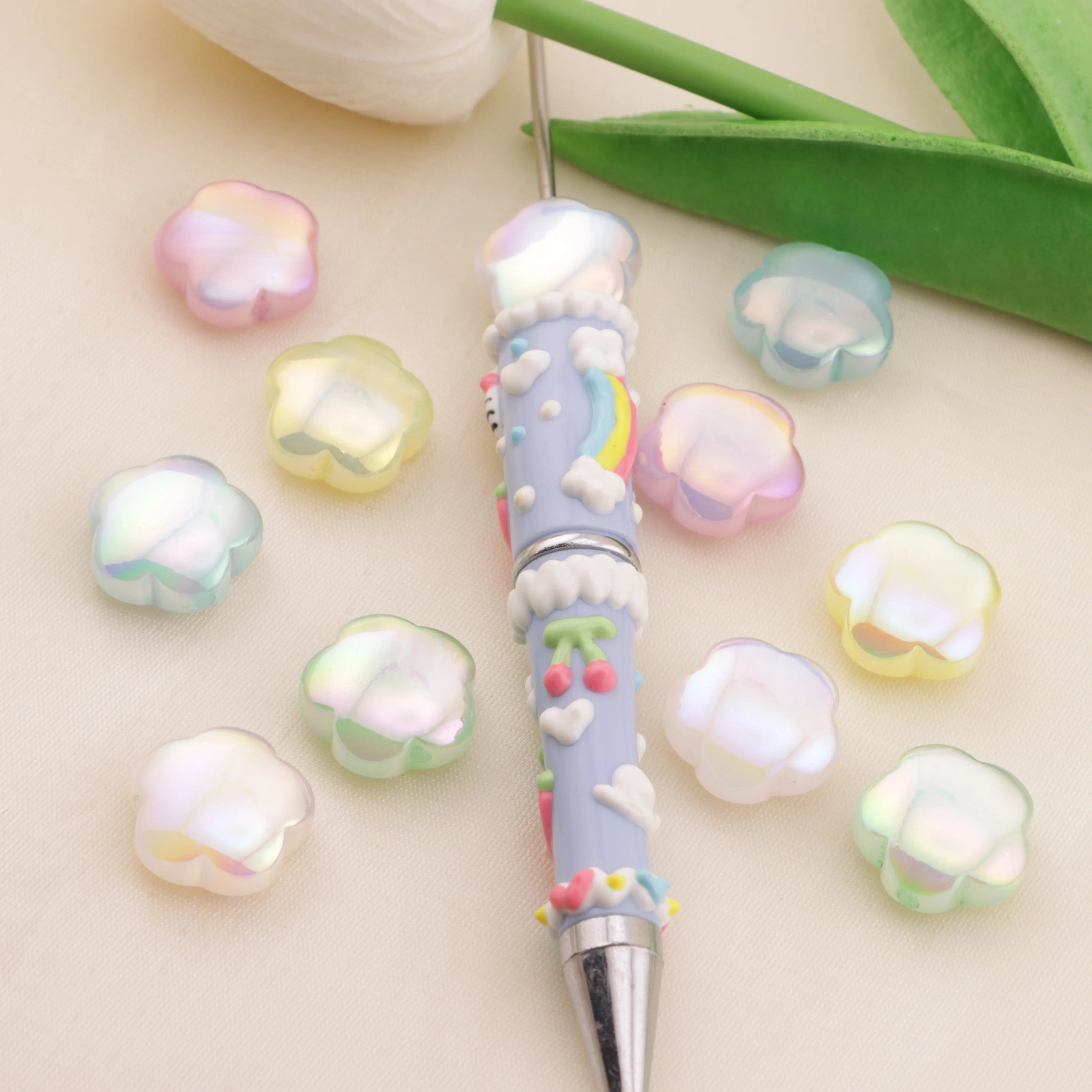 FS5728-About 17mm Flower Cat Eye Resin Beads Zoe DIY Wholesale