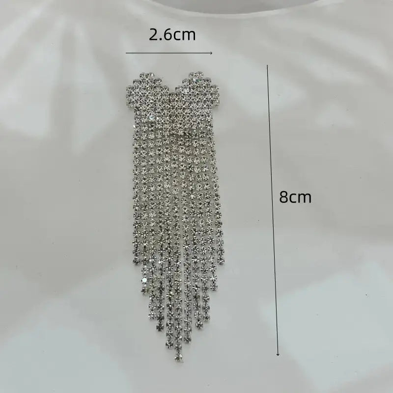 FS6006-About 26*82MM Heart Rhinestone Fringe Zoe DIY Wholesale